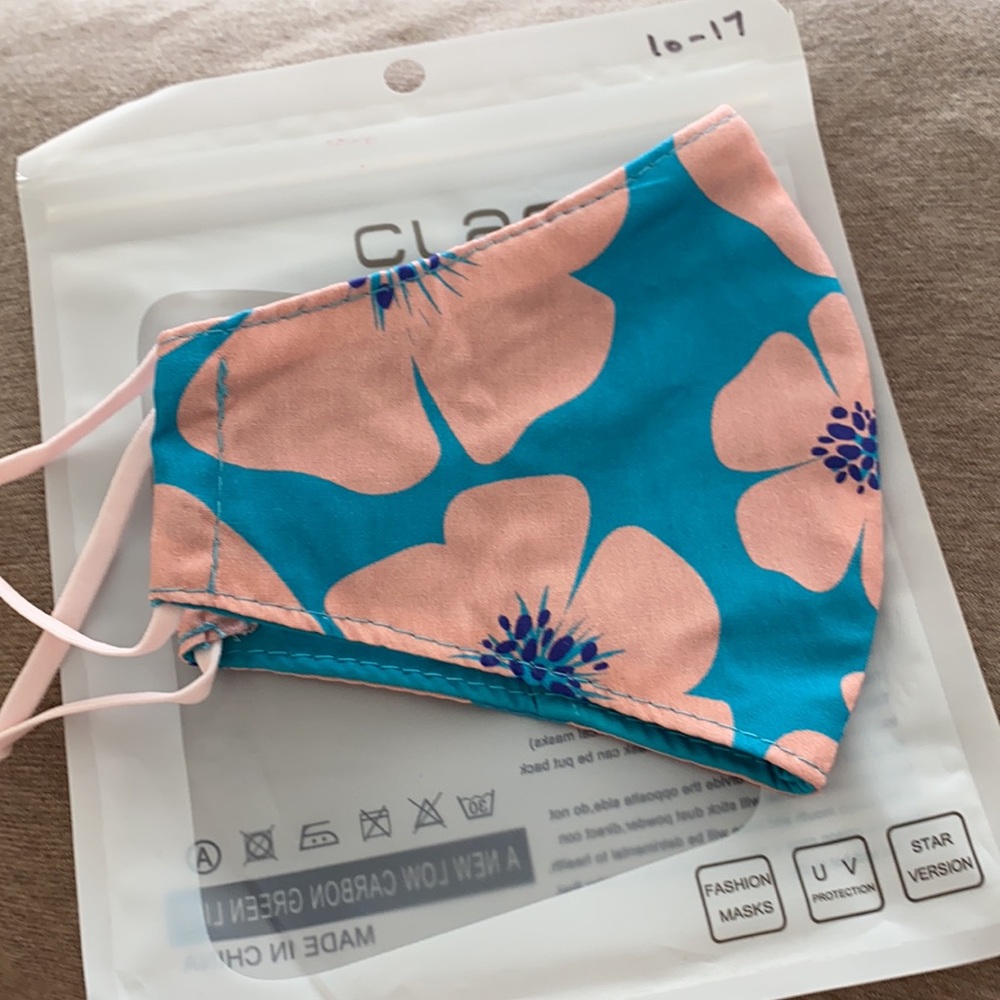 NEW Fighting Eel mask blue pink floral print adjustable elastic straps - Picture 4 of 5